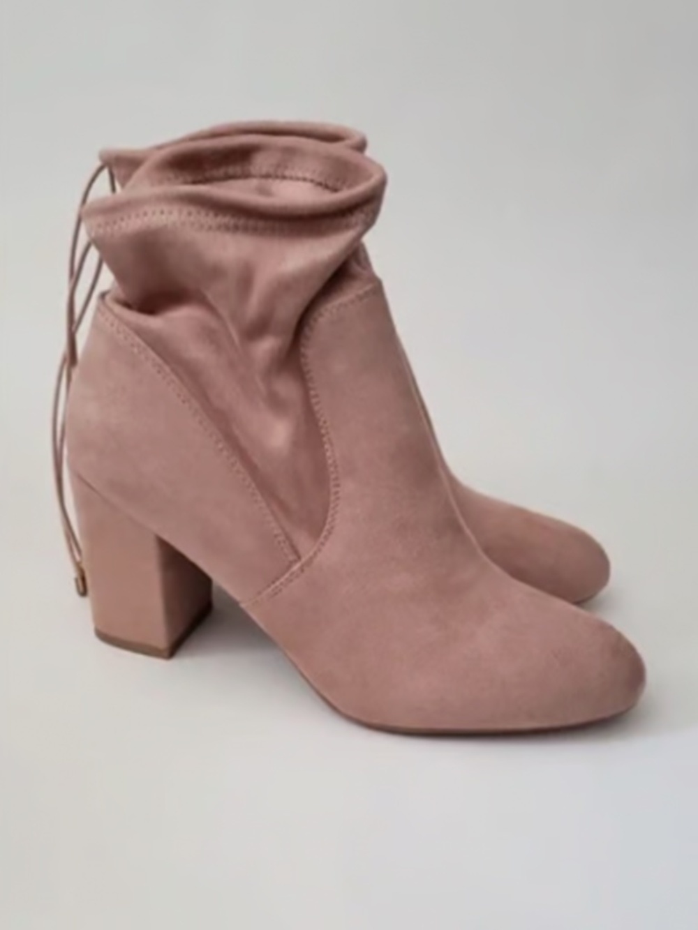 Blush Pink Faux Suede Sock Booties